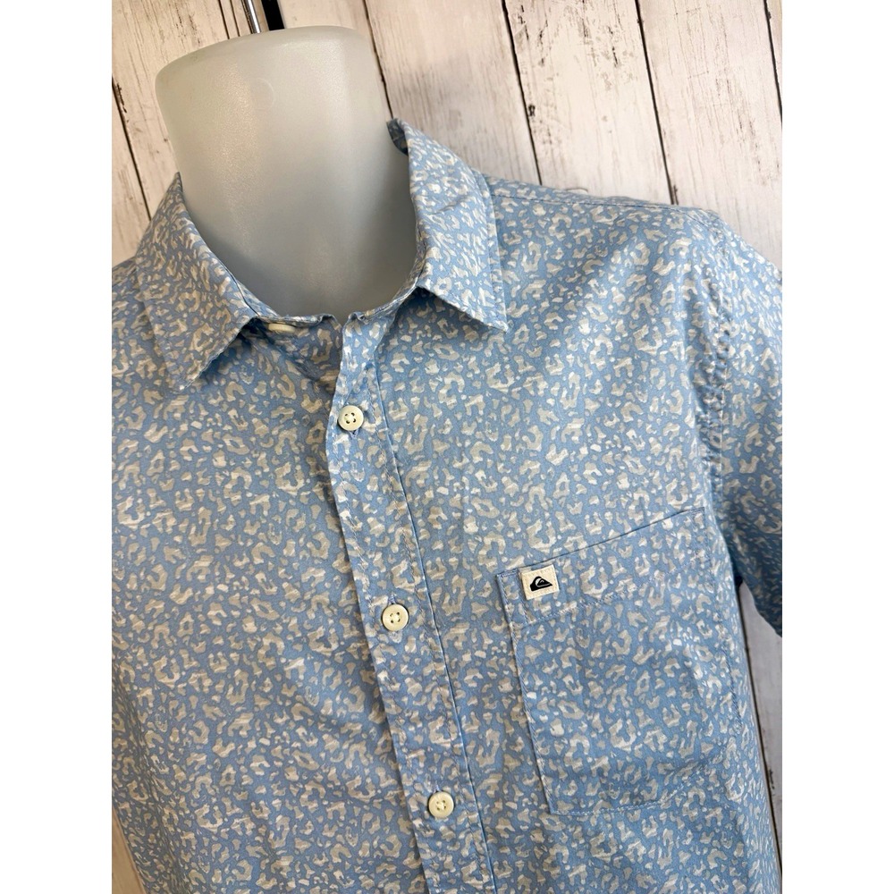 Men's Quiksilver Cotton Woven Geometric Button-Up Pockets Size S NWT